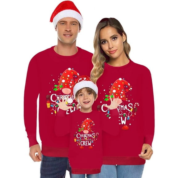 Gyexs Christmas Family Shirts - Christmas Shirts for Family Funny, Xmas Funny Holiday Pullover Tops Cozy Warm Winter Clothes (Kid, Red, 2-3 Years)