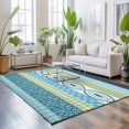 thumbnail image 3 of Area Rugs 3'x5', Blue Green Geometric Carpet Runner Indoor Outdoor Rugs Home Decor Aesthetic, Boho Vintage Country Flowers Leaves Non Slip Mats Washable Accent Rug for Living Room Bedroom, 3 of 8