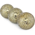 thumbnail image 2 of 4" Decorative Orbs, Mosaic Sphere Balls, Centerpiece Balls for Bowls, Vases, Dining Table Decor, Pack of 3 (Gold), 2 of 3