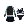 thumbnail image 6 of TiaoBug Summer Kids Girls Floral Swimsuit Rash Guard Set Long Sleeve Swim Shirts with Crop Top and Bottoms Swimwear Black-A 8, 6 of 7