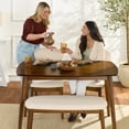 thumbnail image 4 of Best Choice Products 4-Piece Mid-Century Modern Upholstered Wooden Dining Set w/ 2 Chairs, Bench - Walnut/Cream, 4 of 7