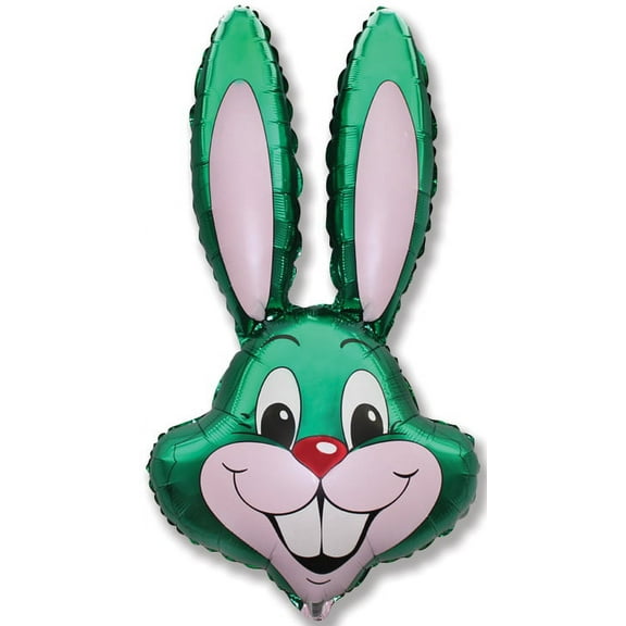 37" Bright GREEN Rabbit Bunny Head Shaped Easter Basket Stuffing Gift Baby Foil Mylar Balloon