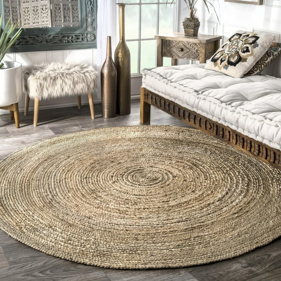 Area Rug NuLoom Rigo de yute, fibra natural tejida a mano, 4 pies
