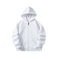 thumbnail image 4 of Girls Zip Up Raglan Sleeve Hooded Sweatshirt, Kids Solid Color Full-Zip Hoodie Jacket, Soft Long Sleeve Casual Outerwear for School Daily Wear(White,13-14 Years), 4 of 4
