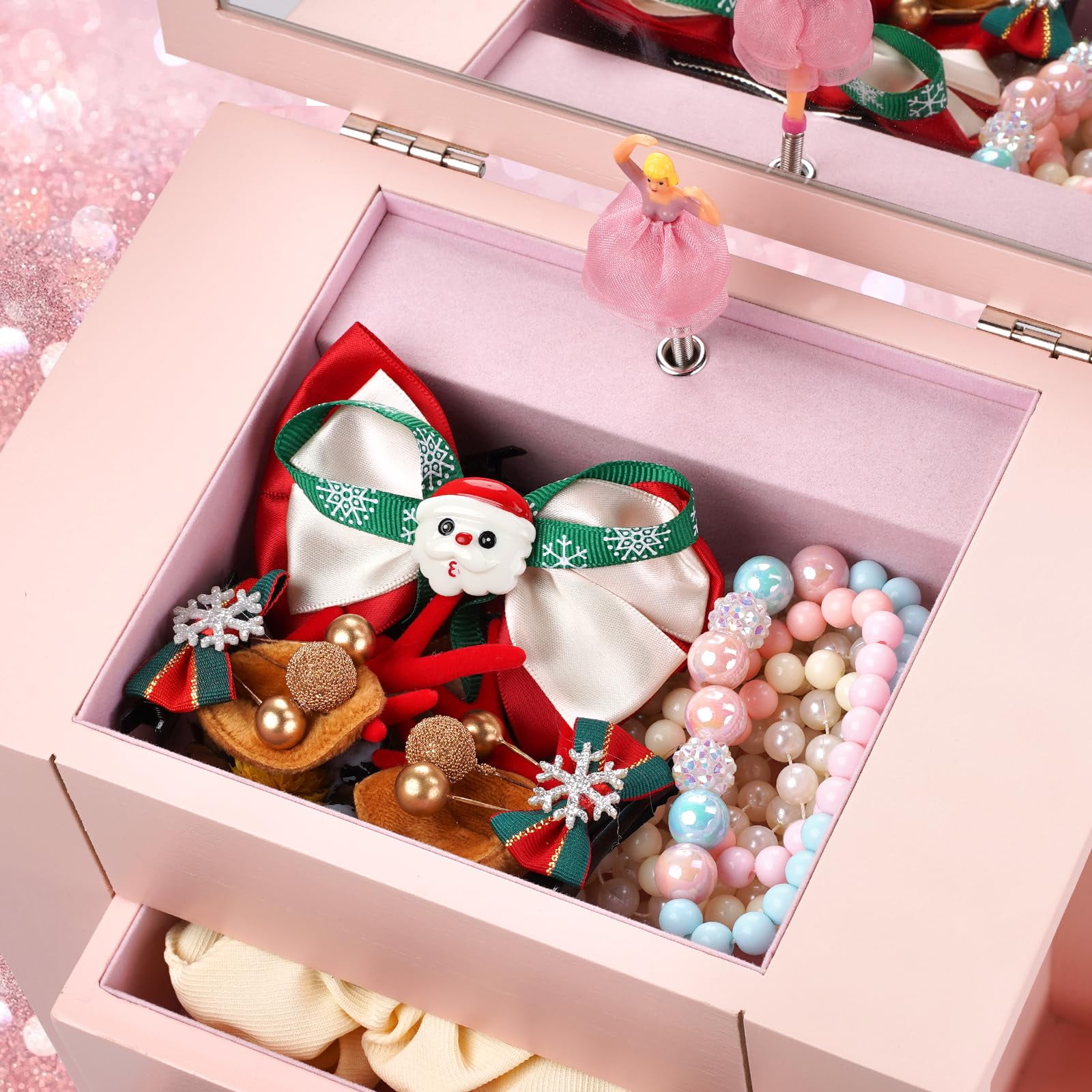 Music Jewelry Box for Girls, 5 Layer Musical Jewelry Organizer with Spinning Dancer for Kids Christmas New Year Birthday Gifts