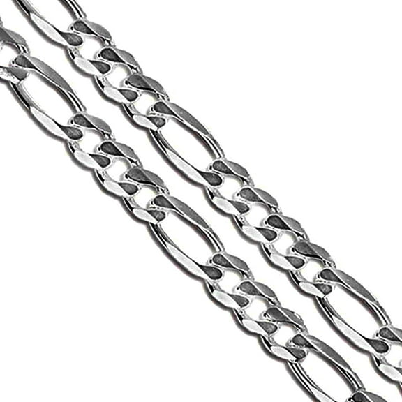 Stainless Steel Figaro Chain 5.9mm Solid Link Necklace 18" Gray Jewelry Female Unisex
