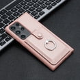 thumbnail image 6 of Compatible with Samsung Galaxy S21 Ultra Wallet Phone Case,360°Rotation Finger Ring Holder Kickstand,with Card Holder,Lychee Pattern PU Leather Durable Shockproof Rugged Phone Case,Rosegold, 6 of 12