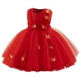 thumbnail image 2 of NAISIBABY Flower Girl Dresses, Sleeveless Mesh Embroidered Back Zipper Tulle Gown Wedding Party Pageant Dress Red 12Months, 2 of 5