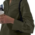 thumbnail image 5 of Endives Women's Oversized Shirt Solid Color V Neck Button Down Shirt Loose Long Sleeve Dressy Shirt Green, 5 of 7