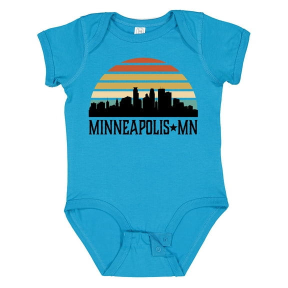 Inktastic Minneapolis Minnesota Skyline Retro Sunset Boys or Girls Baby Bodysuit