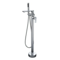 Dawot Floor Mount Bathtub Faucet, 2 Function Brass Chrome Bathroom Freestanding Tub Filler Single Handle with Hand Shower