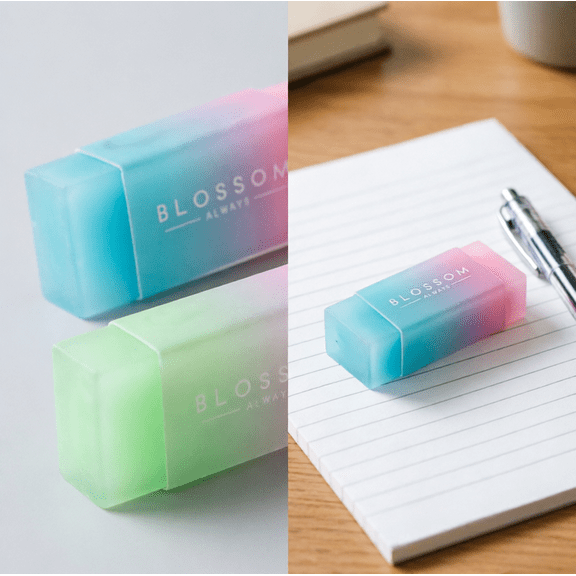 Urbanw 2Pack Erasers, Soft Gradient Cube Rubber Pencil Erasers, Colorful Sch ool Erasers, Flexible Drawing Erasers, Art Supplies for Stud ents Classroom Learning Blue