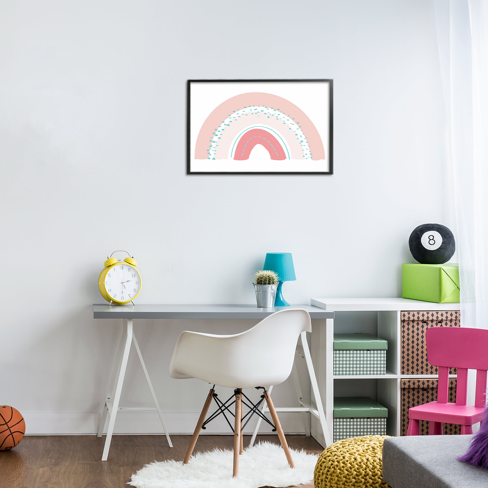 Stupell Industries Pink Rainbow with Speckles Black Framed Giclee Art, design by Emily Navas
