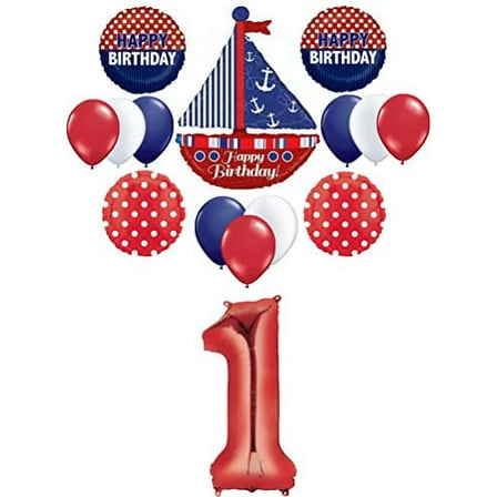 Nautical Theme 1st Birthday Party Supplies Sailboat Balloon Bouquet Decorations