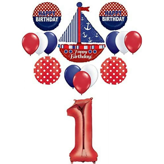 Nautical Theme 1st Birthday Party Supplies Sailboat Balloon Bouquet Decorations