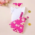 thumbnail image 5 of JAJAHO Baby Girl Clothes Summer 3 Piece Sets Romper Outfits Sleeveless Ruffle Bodysuit Floral Suspender Shorts With Headbands 3-24M Comfortable Outfit, 5 of 6