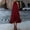 Wine Red, variant on Women's Elegant Halter Neck Pleated Ruffle Hem Midi Dress – Off-Shoulder Sleeveless A-Line Solid Color Cocktail Gown Wine Red，S