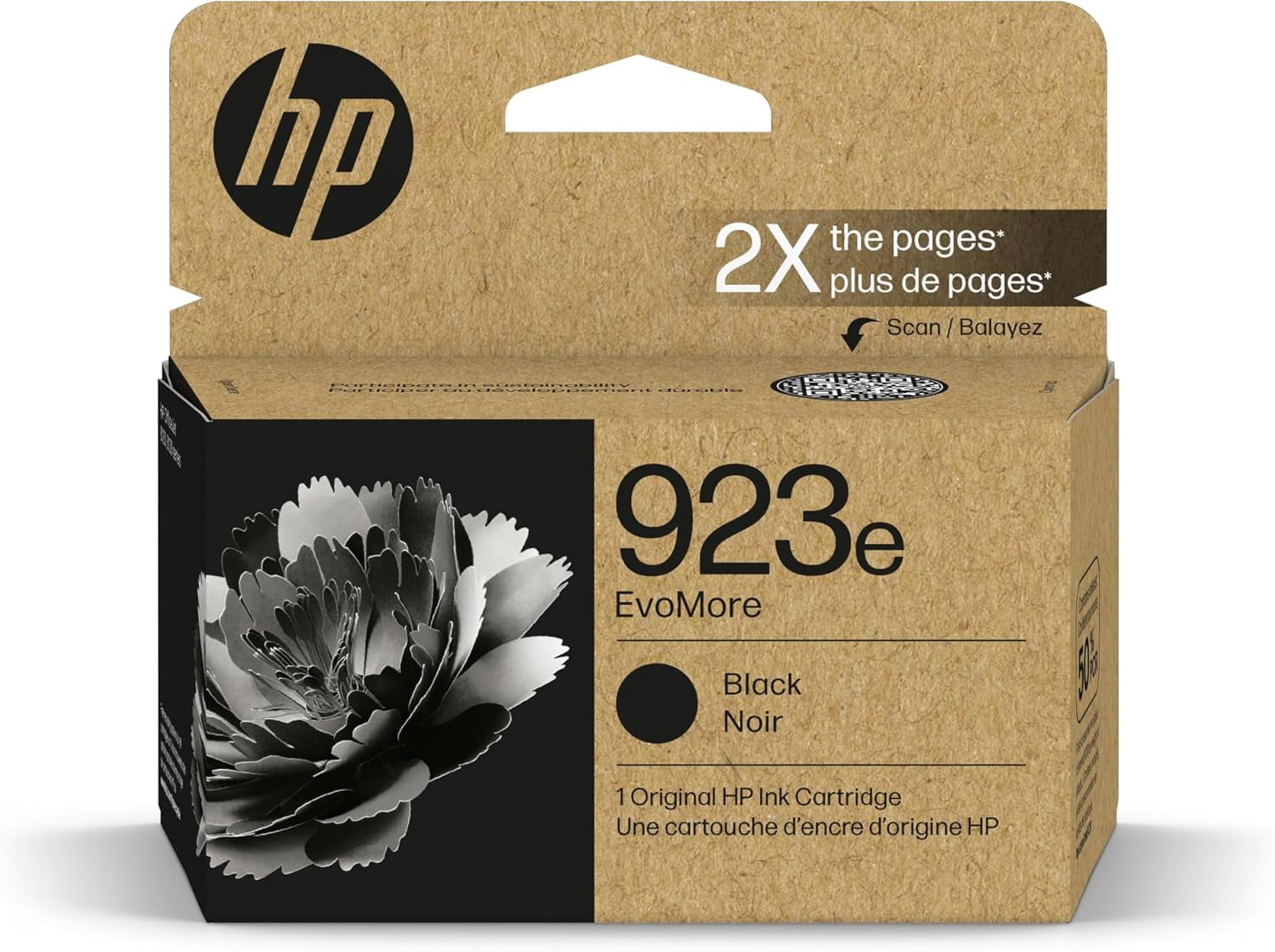 HP 923e EvoMore Black/ 923 Tri-Color Ink Cartridges (2-Pack) Works with Printer Series OfficeJet 8120, OfficeJet Pro 8130 Carbon Neutral C84QYLN (Sold without manufacturer warranty)