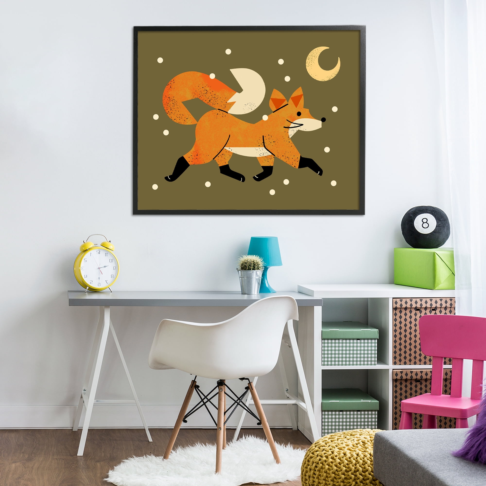 Stupell Industries Wandering Winter Fox Black Framed Giclee Art, design by Renea L. Thull