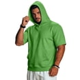 thumbnail image 2 of Mens Short Sleeve Hooded Sweatshirts,Lightweight Vintage Style Casual Pullover for Summer Sports and Lounge Green 2XL, 2 of 8