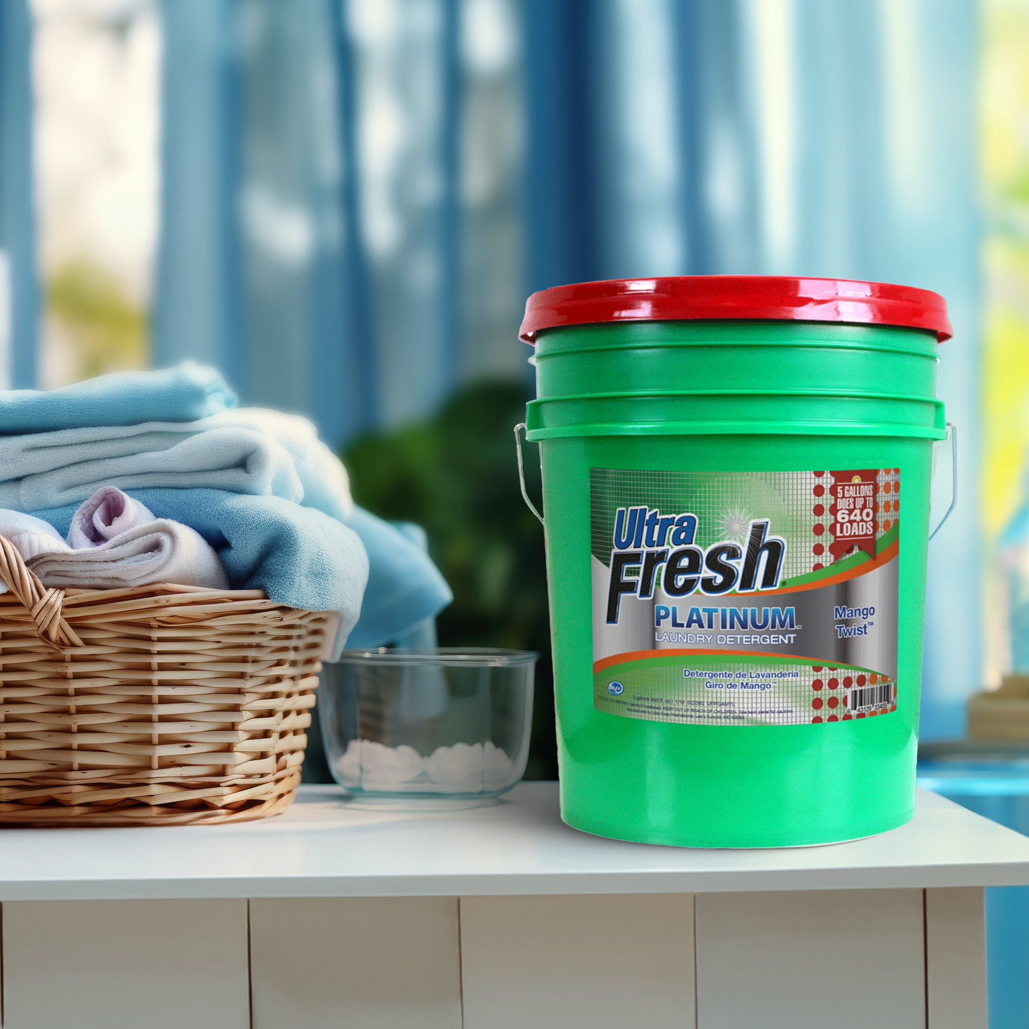 Ultra Fresh 3X Platinum Laundry Detergent, 640 Loads, Mango Twist, 5 Gal