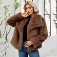 thumbnail image 5 of Women'S Faux Fur Coat Fluffy Faux Fur Jacket Long Sleeve Lapel Furry Winter Jackets Shaggy Parka Cropped Coat, 5 of 9