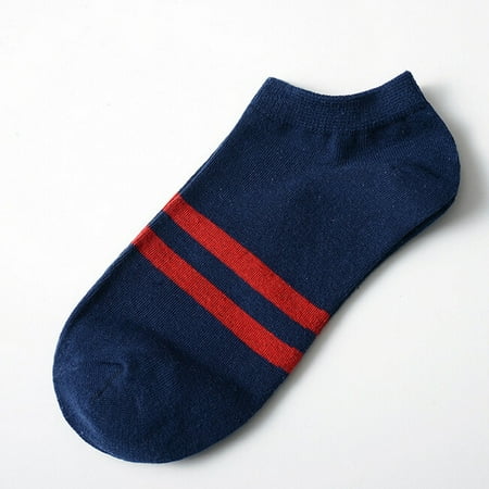 

MRULIC socks for women 1Pair UniComfortable Stripe Cotton Sock Slippers Short Ankle Socks Navy Blue + One size