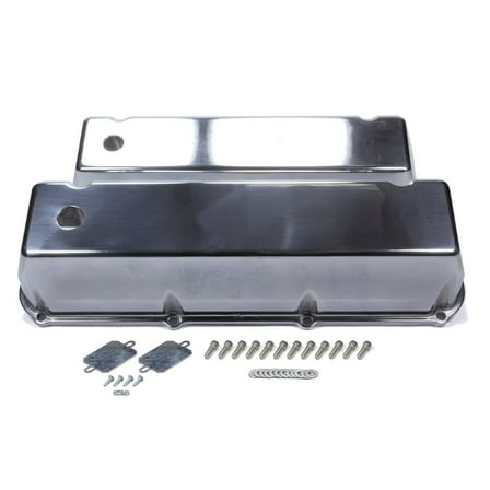 Mr. Gasket BBF Cast Alm Valve Cover Set w/Hole Polished