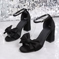 thumbnail image 6 of Dakaela Women's Open Toe Heels Sandals Bow Low Block Chunky Heel Party Dress Wedding Bride Pumps Shoes with Ankle Strap Size 6-9 Black, 6 of 9