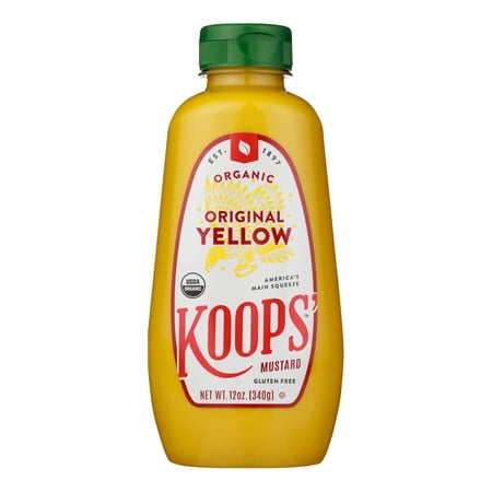 Koops' Organic Mustard: Yellow Gluten Free - Case of 12 - 12 oz.