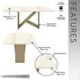 thumbnail image 3 of Glass Dining Table for 6, Italian-Style 6-Seater Dining Table with Tempered Glass Top and Elegant Wood Base, Modern and Sophisticated Design for Dining Rooms, Warm Beige and Light Oak, 3 of 8