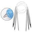 thumbnail image 4 of Paquete de 3 piezas de agujas de tejer de Metal juego de agujas de punto circulares de acero inoxidable herramientas de ganchillo de doble punta Kits Soledad Gancho de aguja de tejido circular, 4 of 9