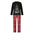 thumbnail image 2 of EYIIYE Family Christmas Pajamas Matching Sets, Long Sleeve Tree Print T-shirt with Plaid Pants Sleepwear Loungewear, 2 of 8