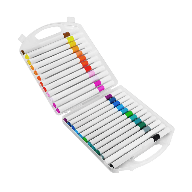 24 Colores Marcadores Acrílica Pincel Estuche Malubero Blanco