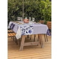 thumbnail image 3 of Outdoor Tablecloths with Umbrella Hole & Zipper, Spring Floral Tablecloth Rectangle 60x84 Inch, Dark Purple Flowers Patchwork Grid Bohemia Waterproof Table Cloth, Patio/Pool/Picnic Table Covers, 3 of 8