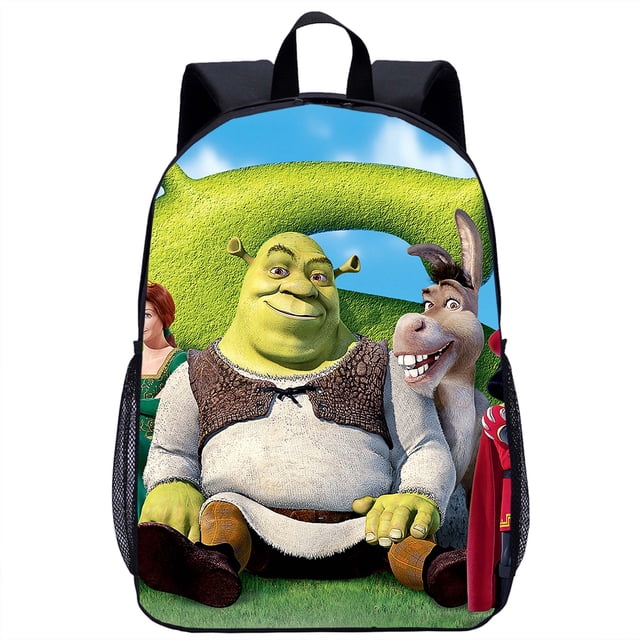 Shrek-mochila escolar con estampado de dibujos animados para niños y niñas, bolsa de viaje para ordenador portátil de 17 pulgadas, temporada escolar