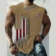 thumbnail image 2 of HCNTES US Flag Tank Top Mens 4th Of July Shirt Patriotic USA Sleeveless Graphic Muscle Shirts Summer Workout Gym Funny Tanks men shorts  under $5.00(4XL,Khaki), 2 of 4