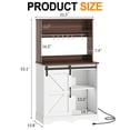 thumbnail image 2 of ChVans 55.1" H Farmhouse Coffee Bar Cabinet with Storage Hutch, Kitchen Wood Coffee Bar Station with Charging Station & 6 Hooks & Adjustable Shelf and Sliding Barn Door for Kitchen, Living Room, 2 of 8