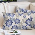 thumbnail image 2 of Geometric Flower Pillow Covers 16"x24", Vintage Country Floral Blue Grey on Linen Soft Brushed Microfiber Breathable Throw Pillow Covers, Decorative Pillowcase with Zipper for Couch Sofa Bedroom, 2 of 9