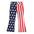 thumbnail image 4 of Fesfesfes Independence Day Pants for Women Mid Waist Denim Frayed Pants Casual Flag Print Jeans Denim Trousers, 4 of 8