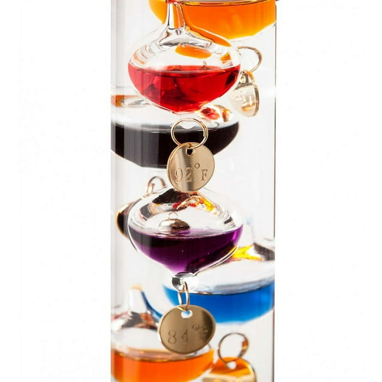 Clear Glass Tabletop Galileo Thermometer with Colorful Temperature