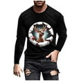 thumbnail image 2 of Donemore Men's Christmas Reindeer Print Casual Long Sleeve Shirt Soft Polyester-Cotton Blend Loose Fit Top for Holiday & Daily Wear, 2 of 5
