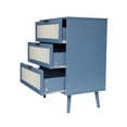 thumbnail image 2 of Rattan Storage Nightstand, 3 Drawers Free-Standing Nightstand for Bedroom, Living Room, Study, Blue, 2 of 7