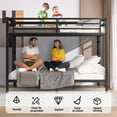 thumbnail image 4 of Miniyam Queen over Queen Metal Bunk Bed, Heavy-Duty Steel Frame for Adults with Safety Guardrails, Black, 4 of 7