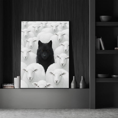Wolf Among Sheep Lone Wolf Motivational Alpha Mindset Black Sheep or Poster