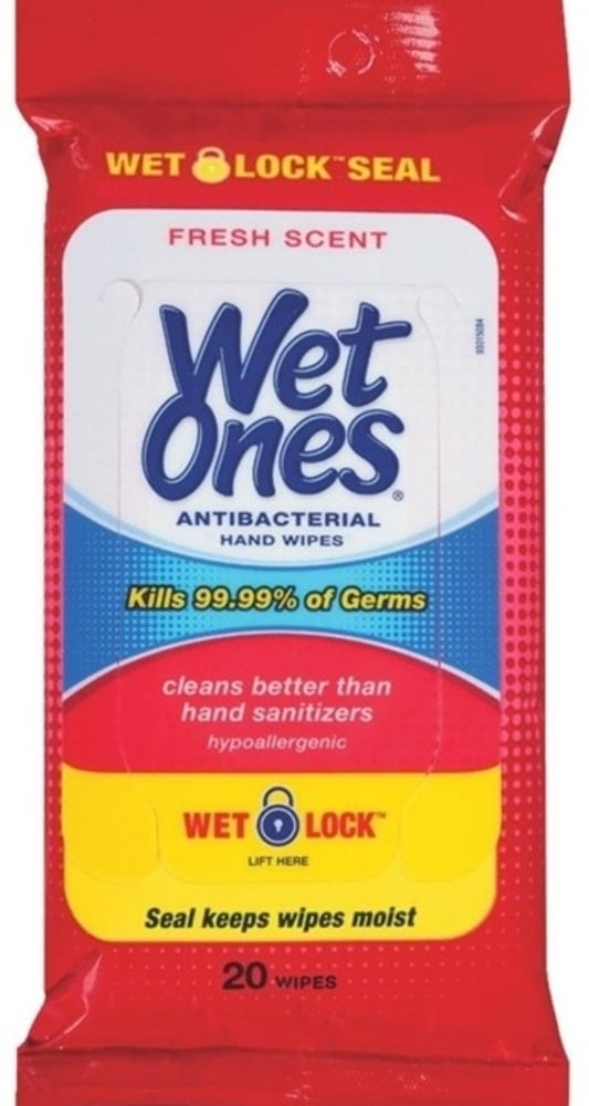 Antibacterial Hand Wipes Fresh Scent Wet Ones Travel Pack 20 wipes 6 Pack