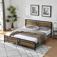 thumbnail image 3 of SYNGAR Rustic Brown Iron Platform Bed Frame King Size with Vintage Headboard and Footboard, Industrial Metal King Bed Frame with Strong Slat Support, 3 of 13