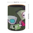 thumbnail image 2 of Invasor Zim-theme Cylinder Pen Holder Pencil Organizer with Flannel Lining PVC Leather Material Cardboard Base for study work 10*8CM, 2 of 6