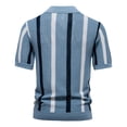 thumbnail image 4 of YLSDY Men's Vertical Striped Knit Golf Shirt V-Neck Casual Short Sleeve Summer Top Light Blue XL, 4 of 4