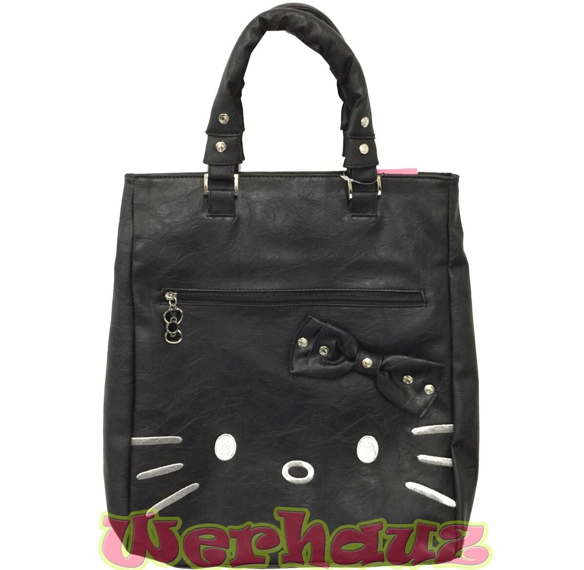 Sanrio Hello Kitty Tote Shoulder Bag PU Leather Black, NEW